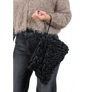 NEW ALIENINA women's thalia clutch in black mohair